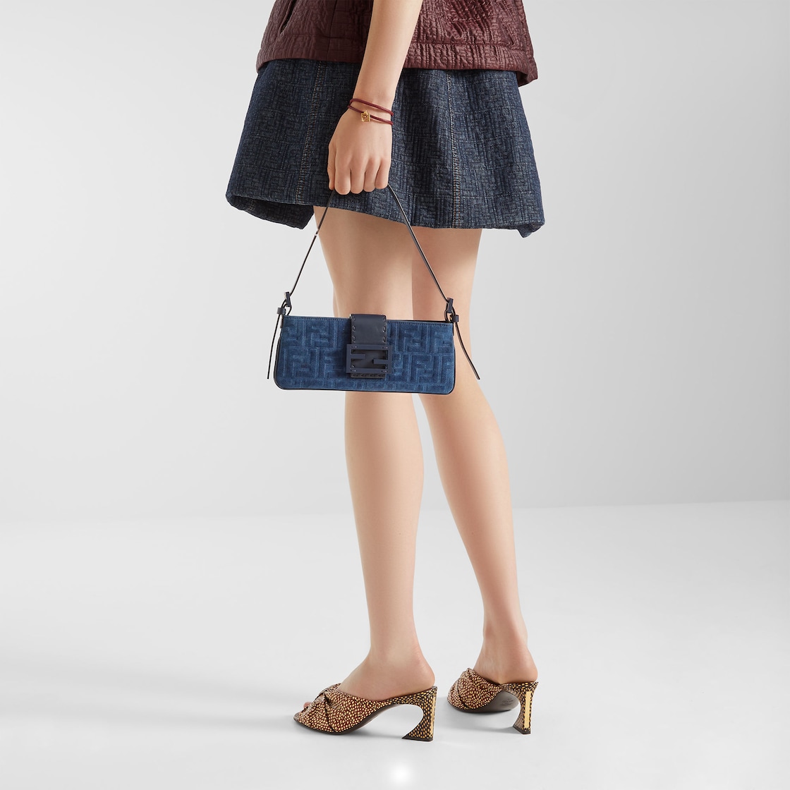 Fendi Baby B. Blue FF denim flocked mini-bag - Image 4